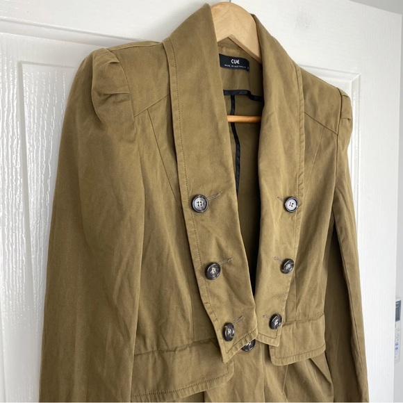 Cue Womens Jacket Khaki Brown Button Up Mid Length Office Work Business Size S 8 - Picture 4 of 9